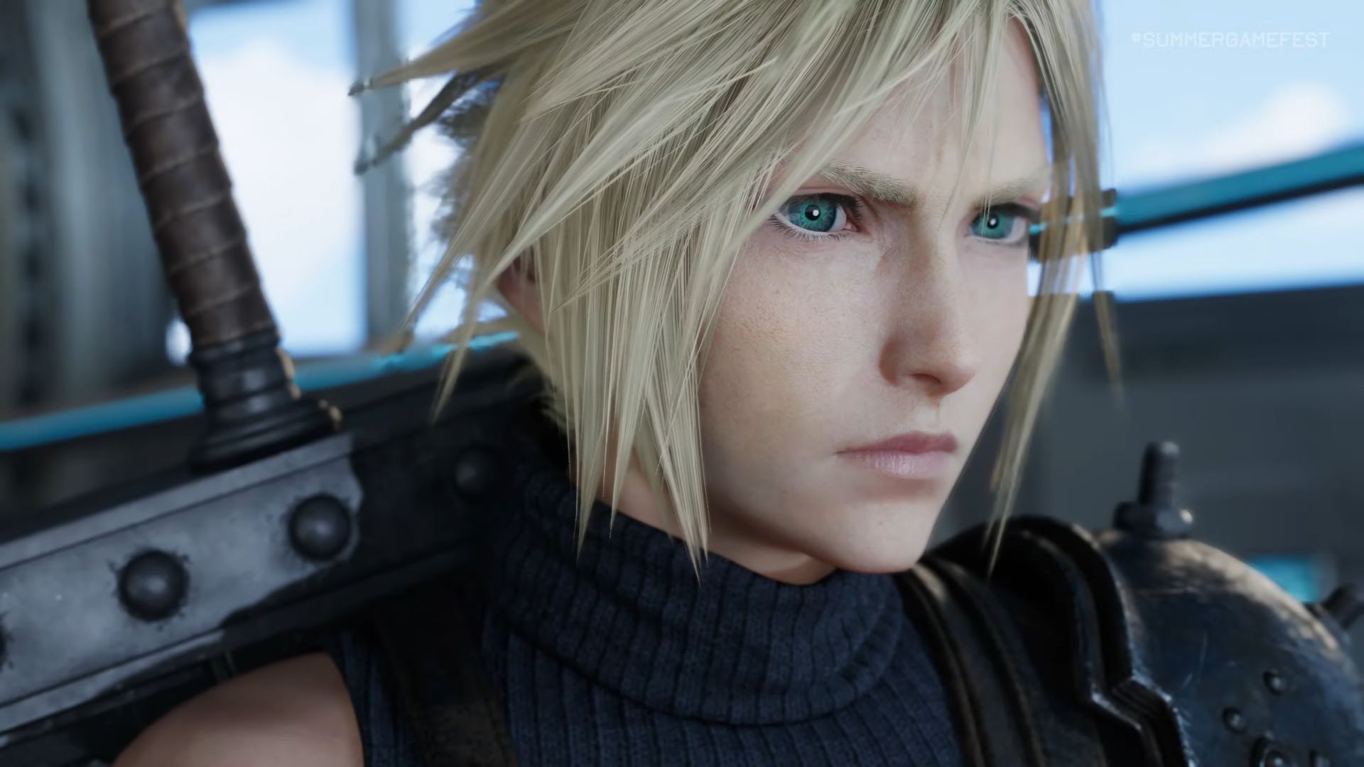 Close up of Cloud Strife from Final Fantasy 7: Revelation