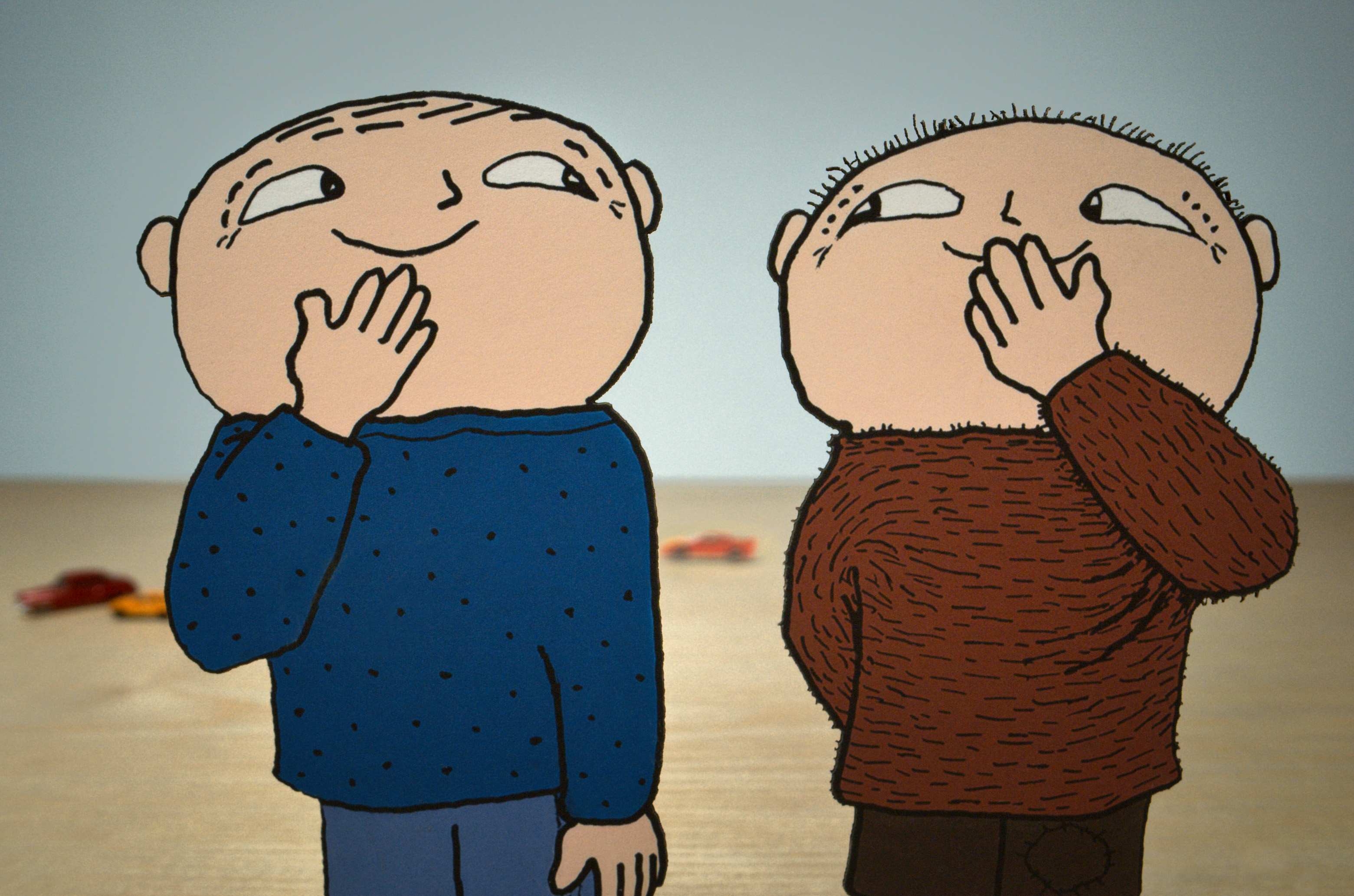 Card cutout boys in an animated short film