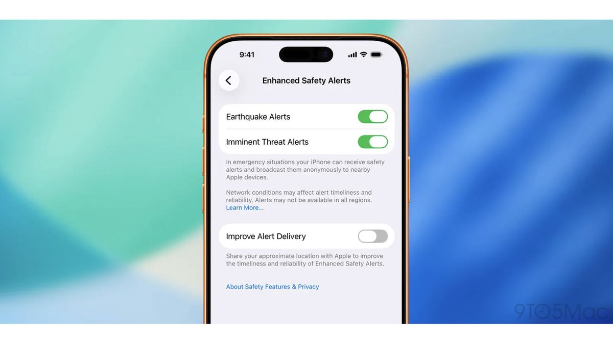 iOS 26.2 beta 中改進的安全警報
