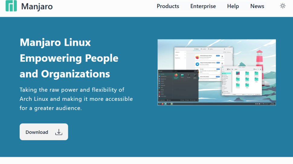 Website screenshot of Manjaro (August, 2025)