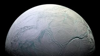 Saturn's moon Enceladus, photographed here by the Cassini spacecraft, has a subsurface ocean that also contains a chemical energy source that could be used by life-forms.