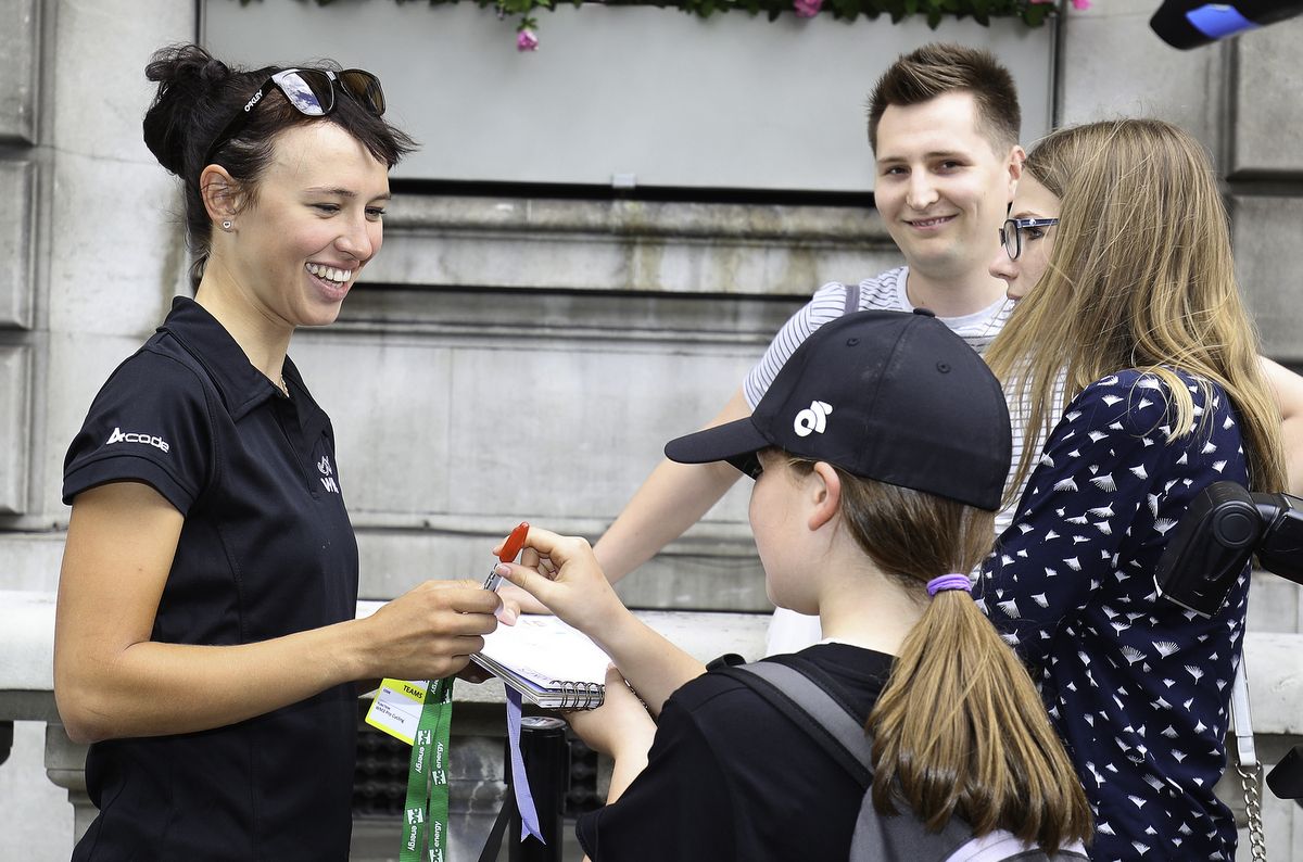 Katarzyna Niewiadoma signs autographs with the fans