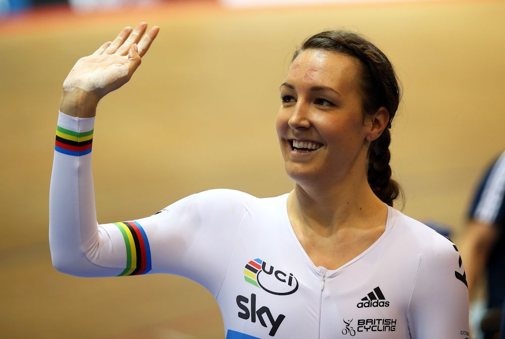 Dani King of Great Britain waves to the crowd at the 2013 World Cup in Manchester