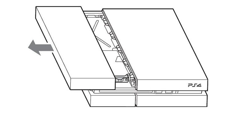 Sliding the cover off the original PS4