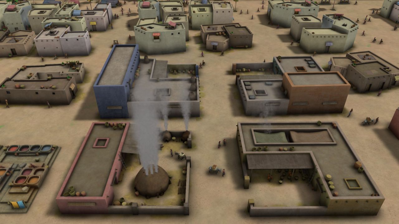An image of an ancient city from the game Sumerians.