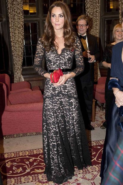 Kate Middleton wears a black lace gown to the University of St Andrews 600th Anniversary Fundraising Auction