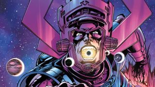 Bigger-than-normal Galactus about to swallow an entire planet