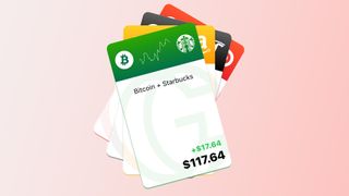 Giftcoin render of a cryptocurrency linked gift card.