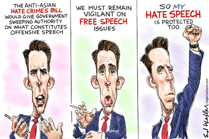 Political Cartoon U.S. josh hawley anti asian hate bill