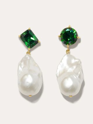 Blink - Pearl and Emerald Zirconia Recycled Gold Vermeil Earrings