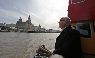 Sir Peter Blake admiring the now iconic skyline of the famous port city and home of The Beatles