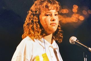 Corrie Loeffler in the 1995 Scripps National Spelling Bee. 