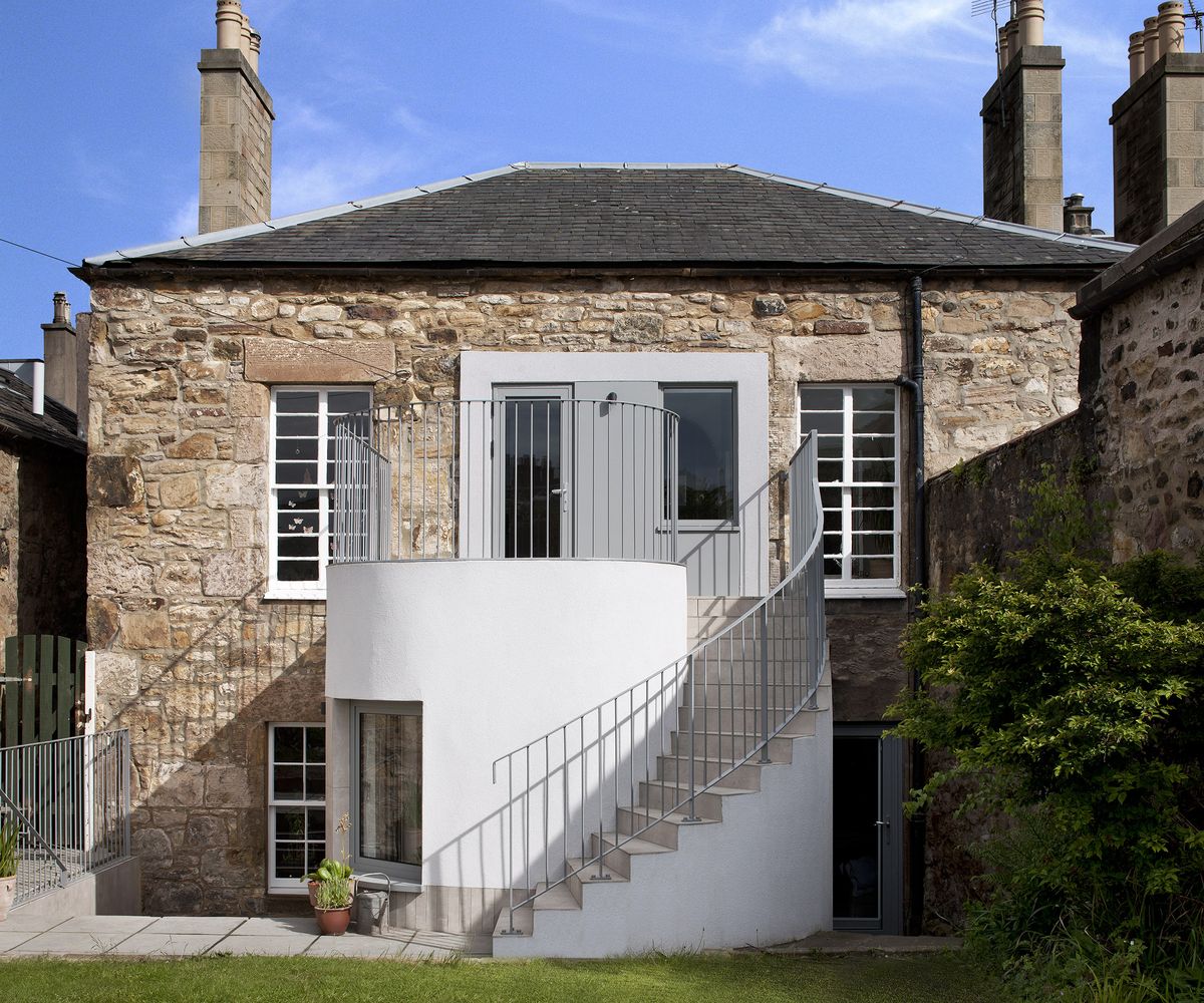 A stone house in Edinburgh with a new external staircase extension