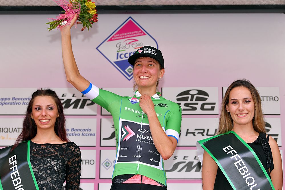 Sofie De Vuyst in the green sprint jersey at the Giro Rosa