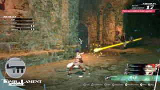 The main character of Metaphor: ReFantazio using a crossbow to attack enemies outside of turn-based combat