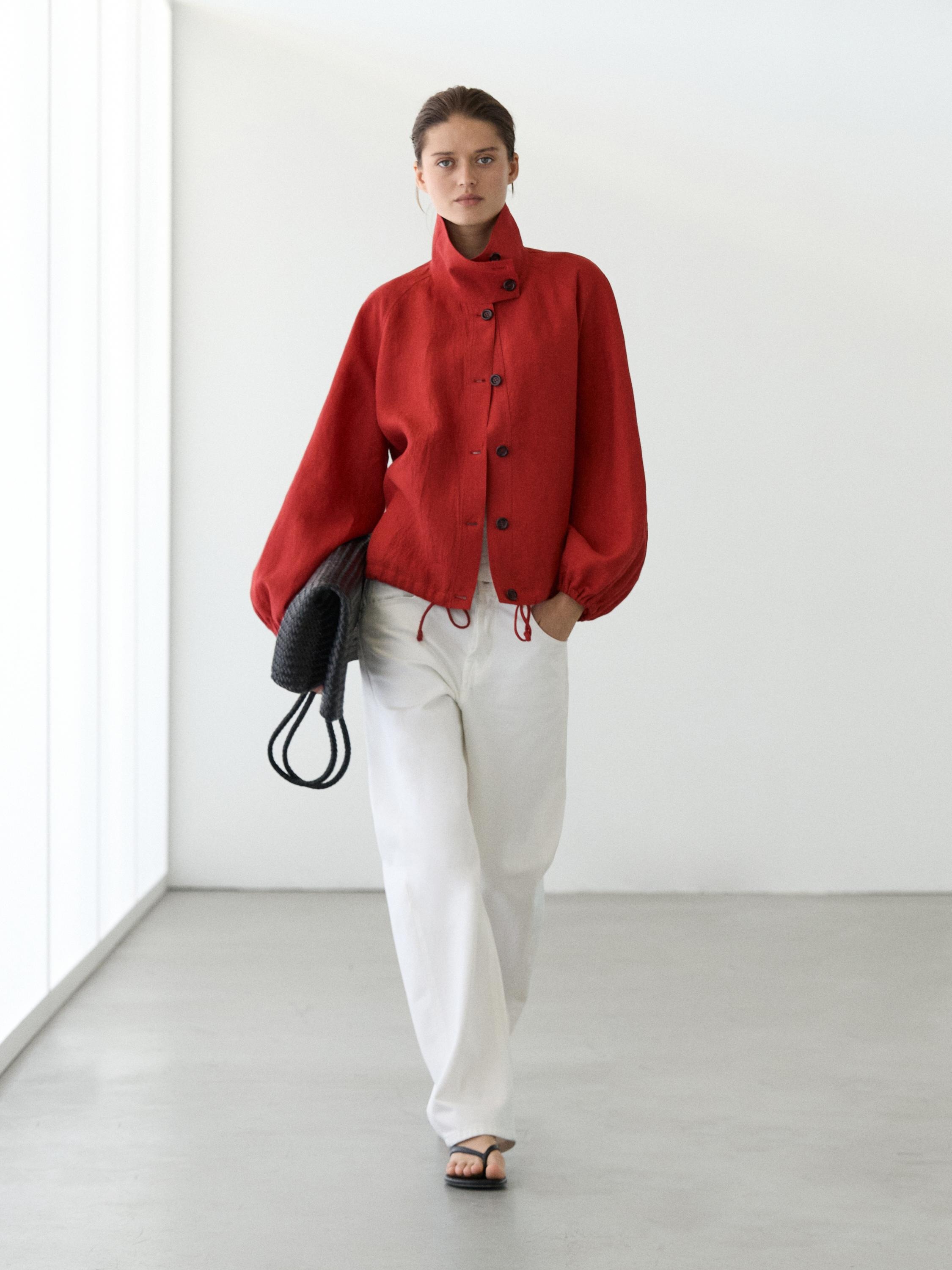 Massimo Dutti, Linen Puff Bomber Jacket