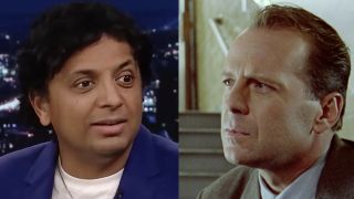 M. Night Shyamalan sitting down with Jimmy Fallon on the Tonight Show, Willis starring in 'The Sixth Sense.'