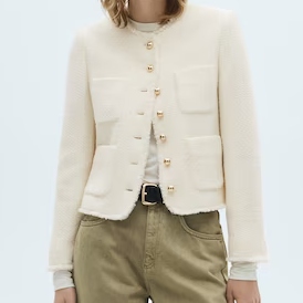 Mango Ecru Tweed Jacket 