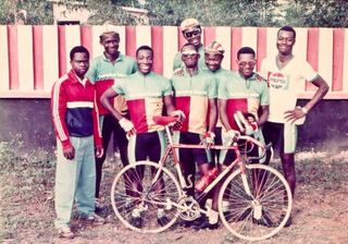 The Beninese National Team prior to the Tour du Benin in the early 1990's.