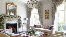 Curtain hanging above the window