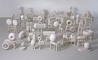 Lubna Chowdhary, Grey Areas, 2020, 40 unique ceramic elements