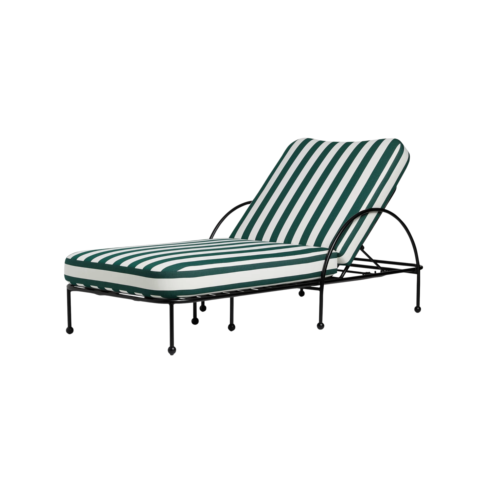 a green and white chaise lounge