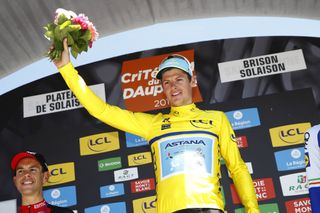 Jakob Fuglsang celebrates his Critérium du Dauphiné victory