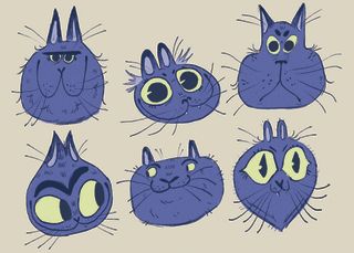 drawing exercises showing a cat's face 