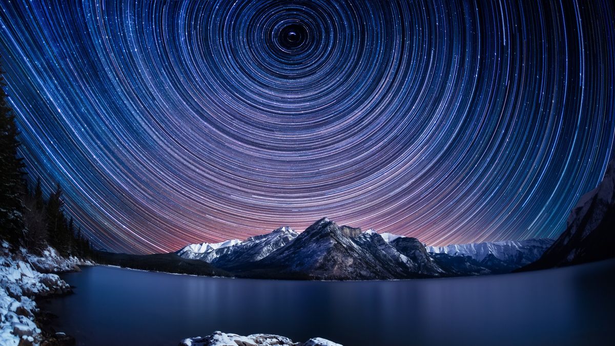 Star trails over Alberta, Canada, captured as the Earth spins at night. Earth&#039;s rotation has settled down since 2020.