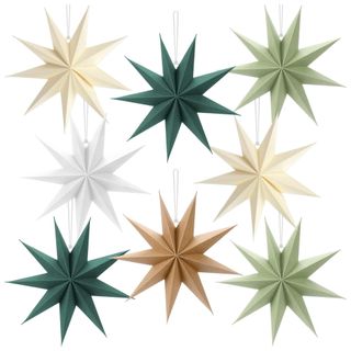 8 Pack Sage Green 9-Pointed Paper Star Lantern