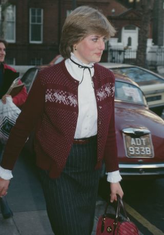 Princess Diana in a Fair Isle sweater.