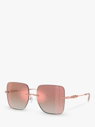 Michael Kors Mk1150 Women's Quebec Pillow Sunglasses, Rose Gold/pink Gradient