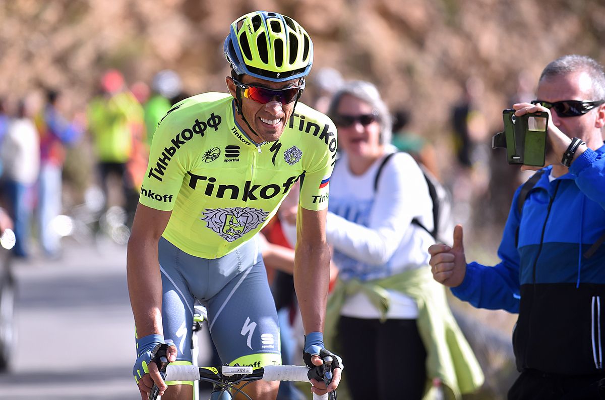 Alberto Contador digging deep on his way to victory