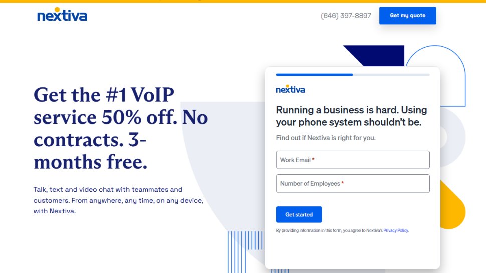 Website screenshot of Nextiva (March, 2026)