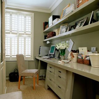 home office with chair and computer