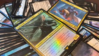 MTG Final Fantasy cards arranged in a spray, with Sephiroth at the center