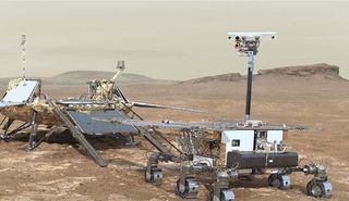 An artist's impression of the Rosalind Franklin rover on Mars.