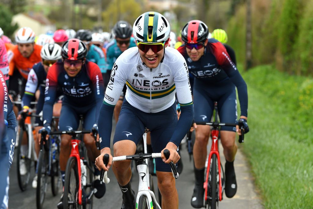 Luke Plapp (Ineos Grenadiers) enjoying spending his first year as a professional in the green and gold jersey of the Australian Road Champion