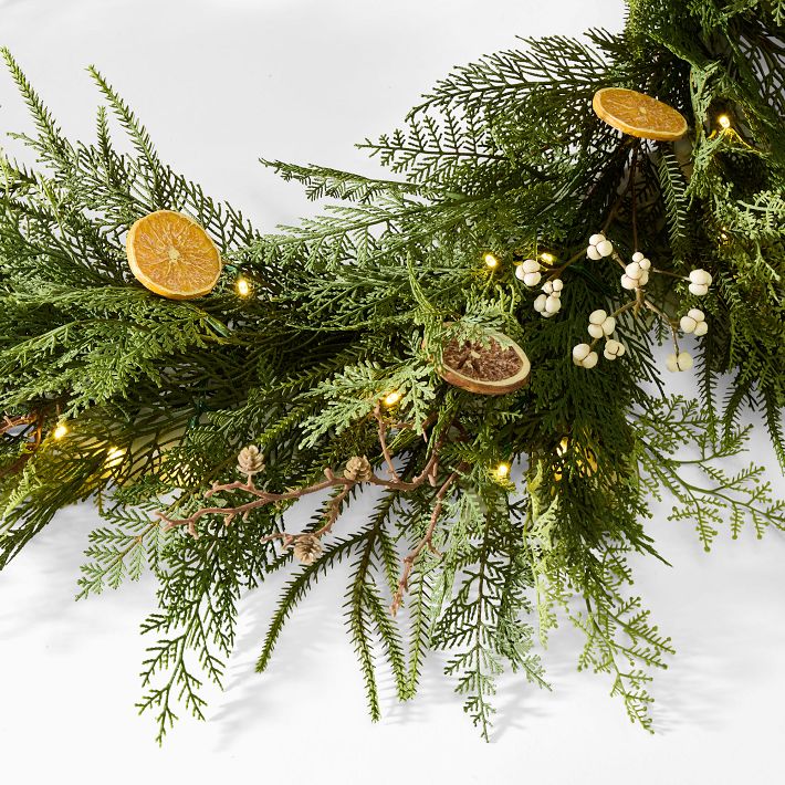 Pre-Lit Faux Citrus Garland