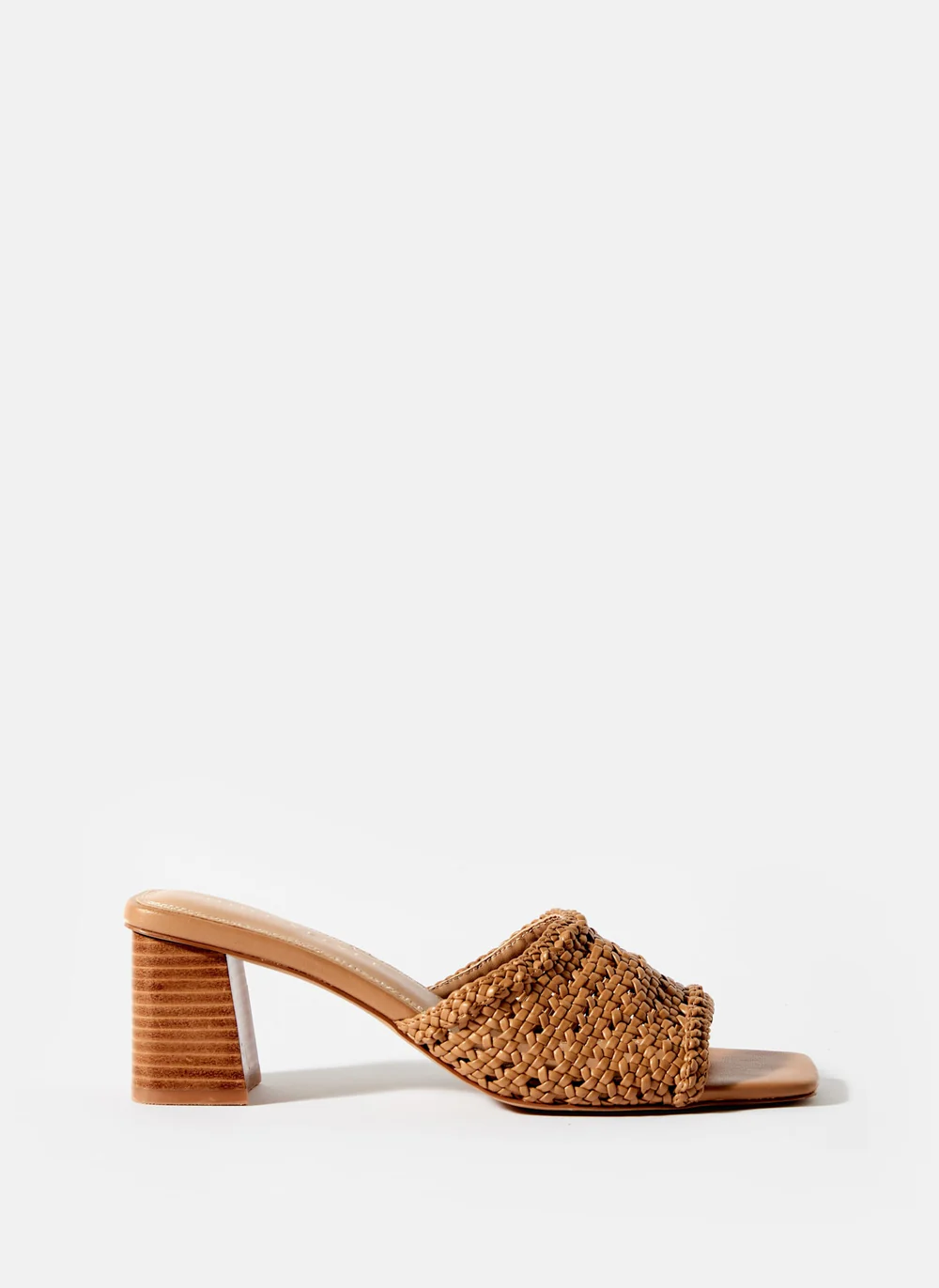 Mint Velvet, Jay Tan Woven Block Heel Mules