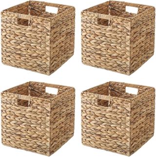 4 Square wicker storage baskets