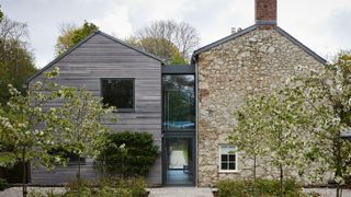 contemporary extension to stone house
