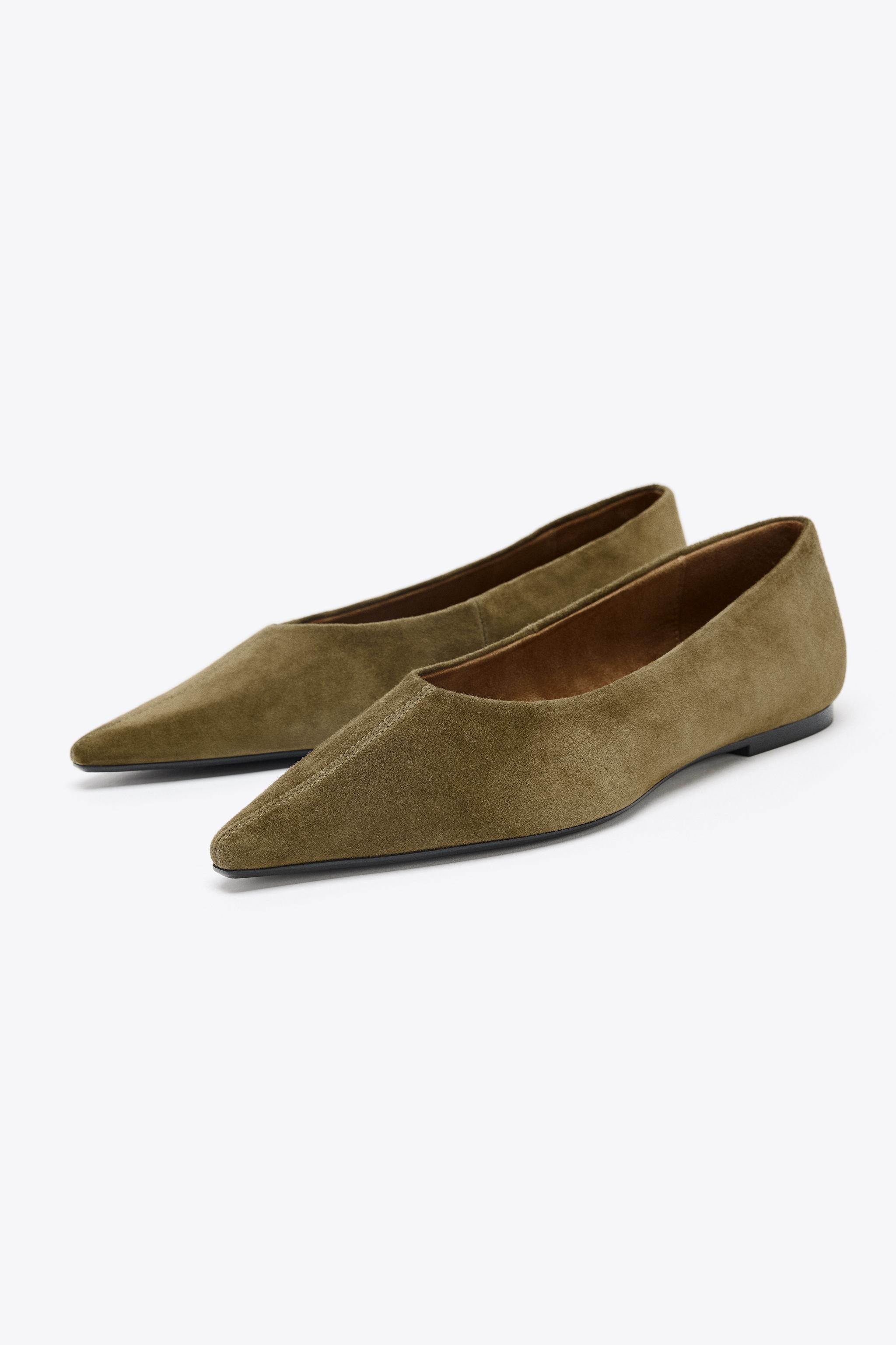 Pointed Split Suede Ballet Flats