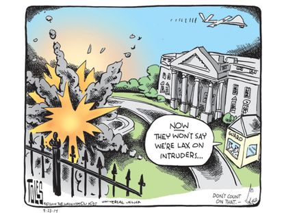 Obama cartoon White House intruder security