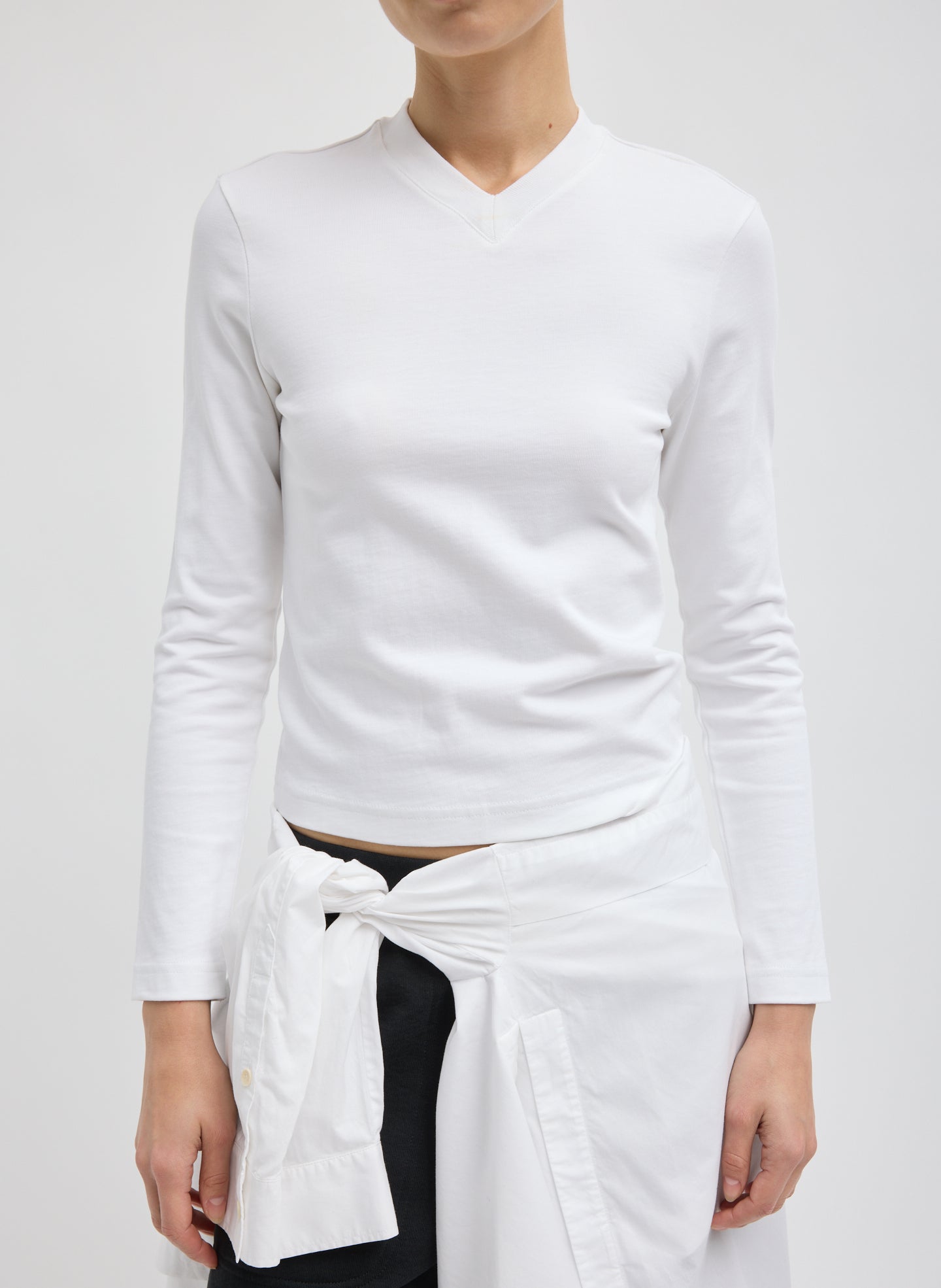 Perfect T-Shirt Shrunken V-Neck - White / Xxs / T000ps7818