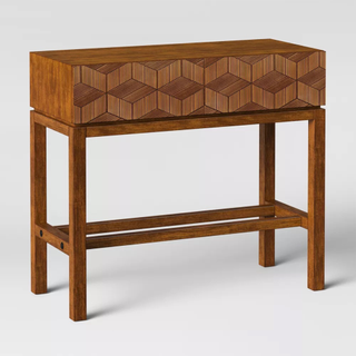 A geometric front wooden console table