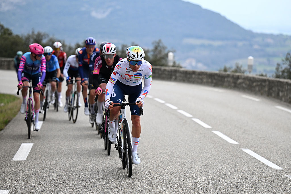GUILHERAND-GRANGES, FRANCE - FEBRUARY 28: Fabien Doubey of France and Team TotalEnergies competes during the 26th Faun-Ardeche Classic 2026 a 187.6km one day race from Guilherand-Granges to Guilherand-Granges on February 28, 2026 in Guilherand-Granges, France. (Photo by Billy Ceusters/Getty Images)
