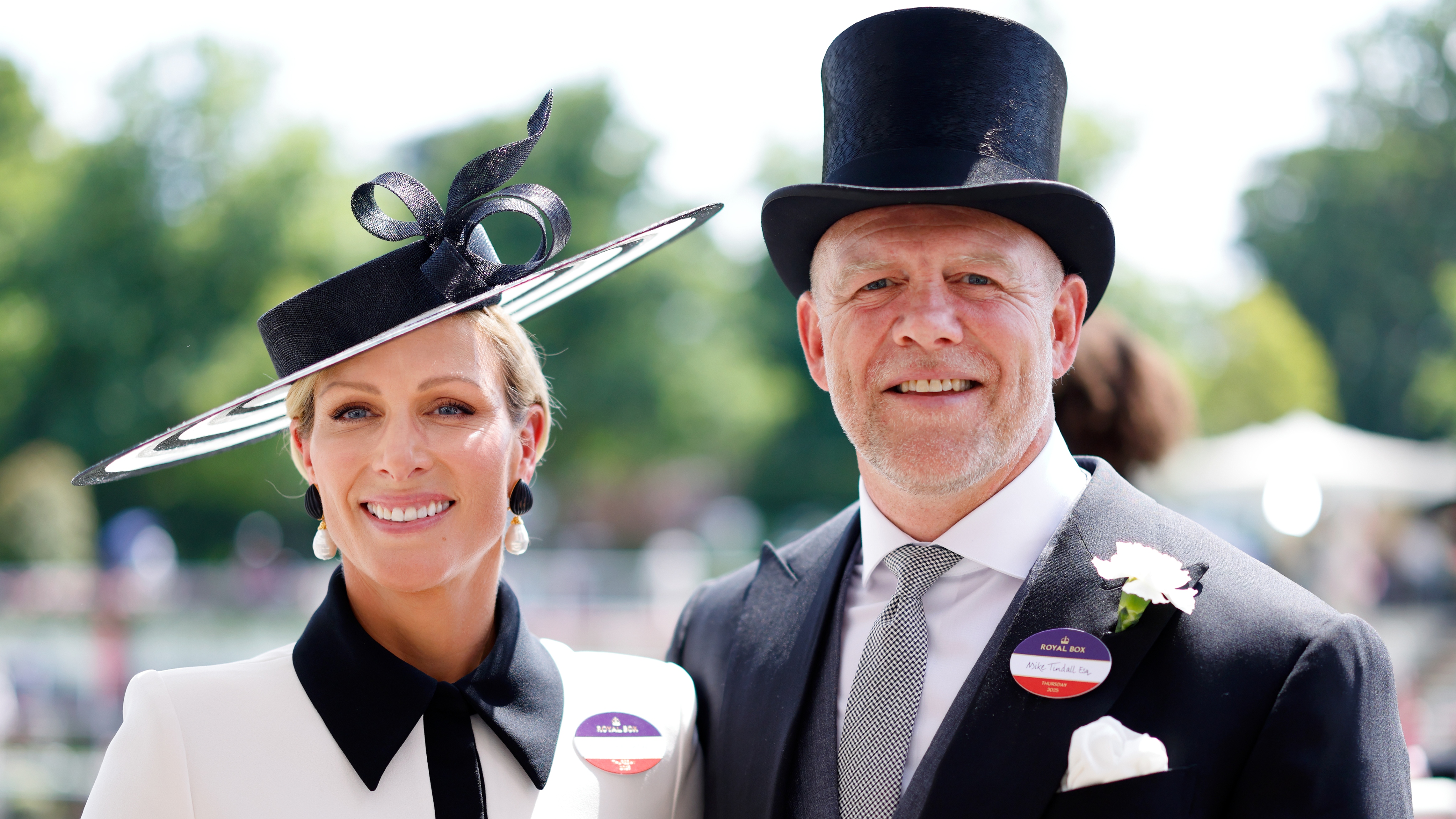 Zara Tindall and Mike Tindall attend day three 'Ladies Day' of Royal Ascot at Ascot Racecourse on June 19, 2025