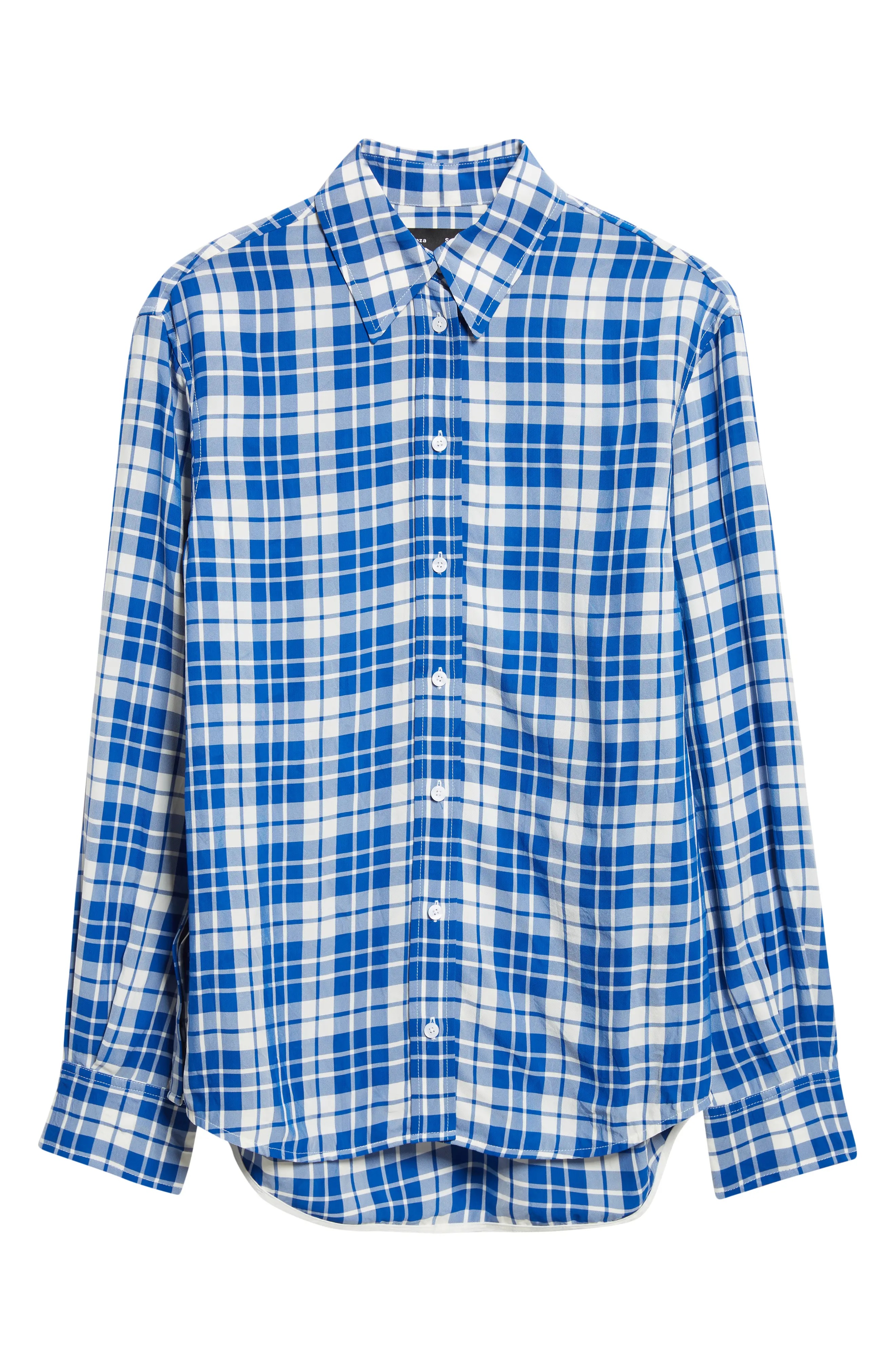 Proenza Schouler, Bronwen Plaid Hammered Viscose Button-Up Shirt