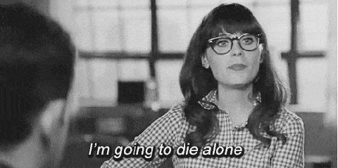 Woman wearing glassess, "I'm going to die alone" meme